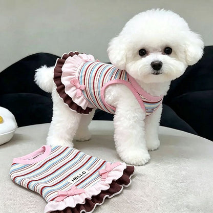 Pet Striped Ruffle Romper