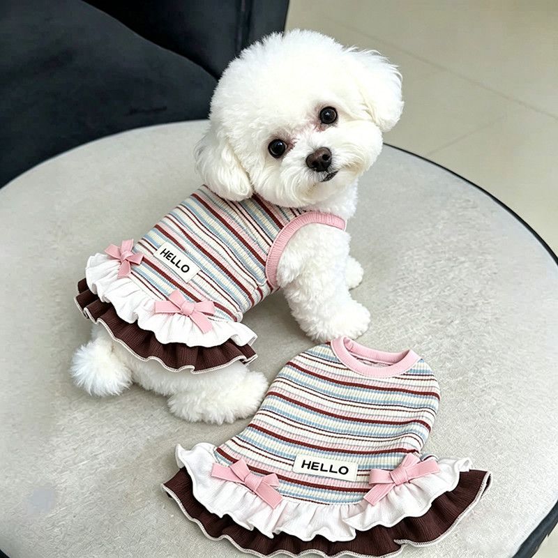 Pet Striped Ruffle Romper