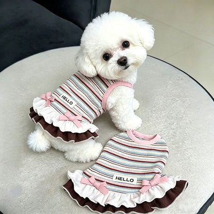 Pet Striped Ruffle Romper