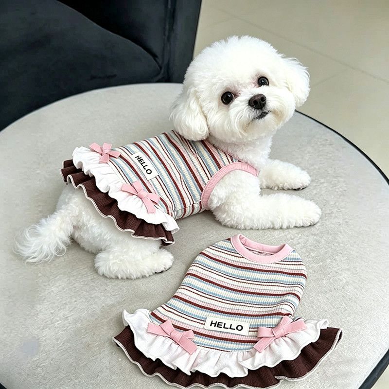 Pet Striped Ruffle Romper
