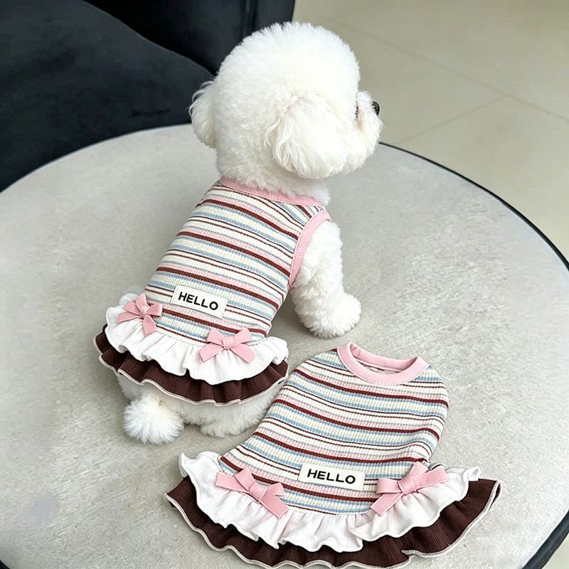 Pet Striped Ruffle Romper