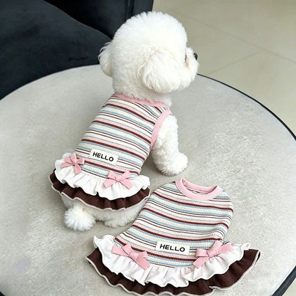 Pet Striped Ruffle Romper